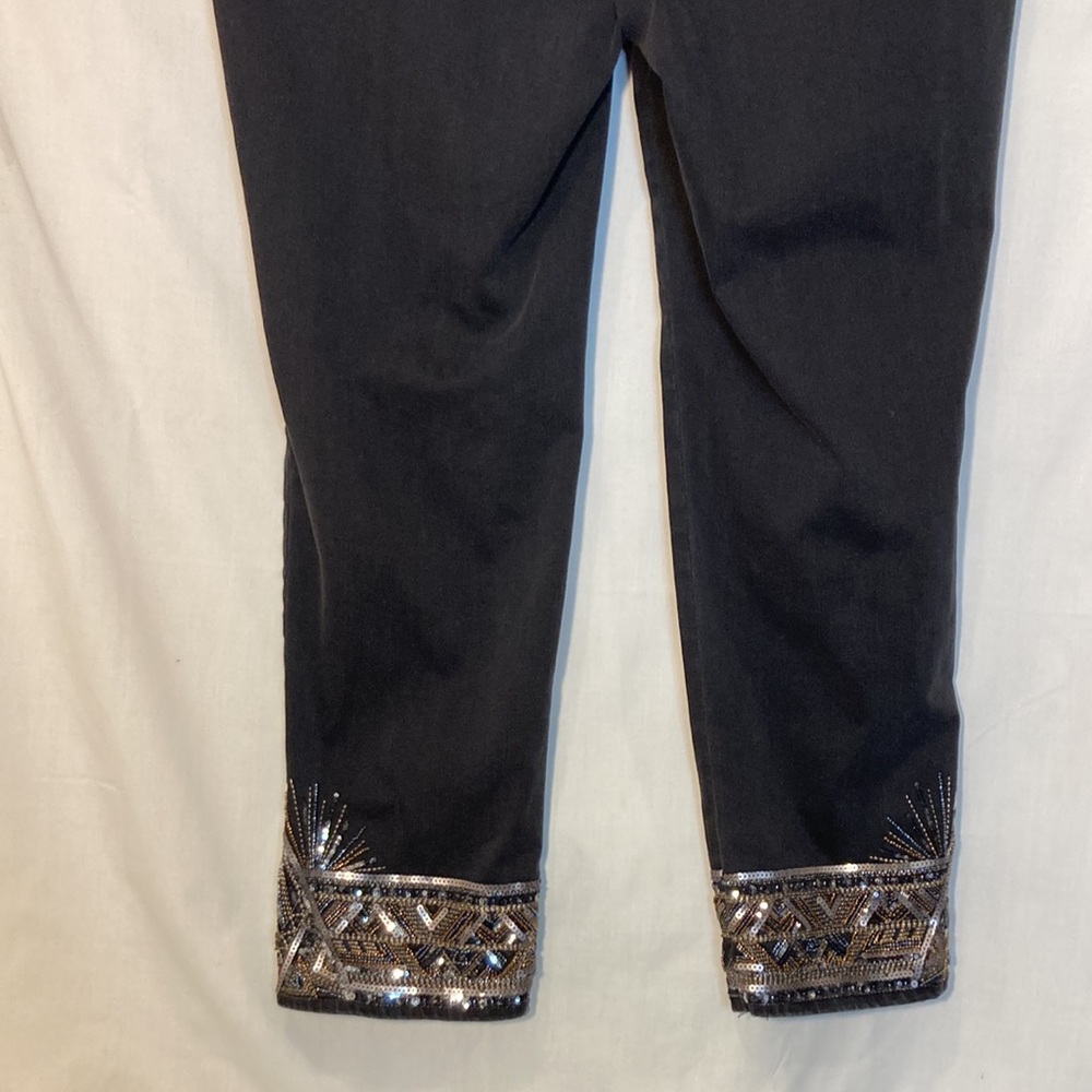 Chico's Black Boyfriend Jeans with Silver Embellishments - Picture 9 of 13